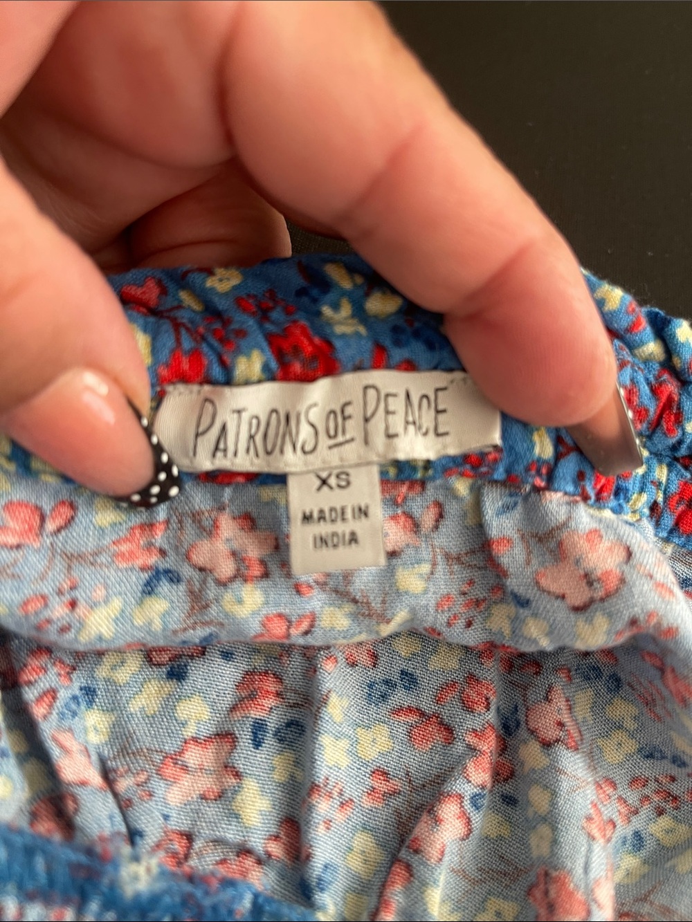 Patrons of Peace Blue Floral Smocked Strapless Tiered Dress - Picture 4 of 5